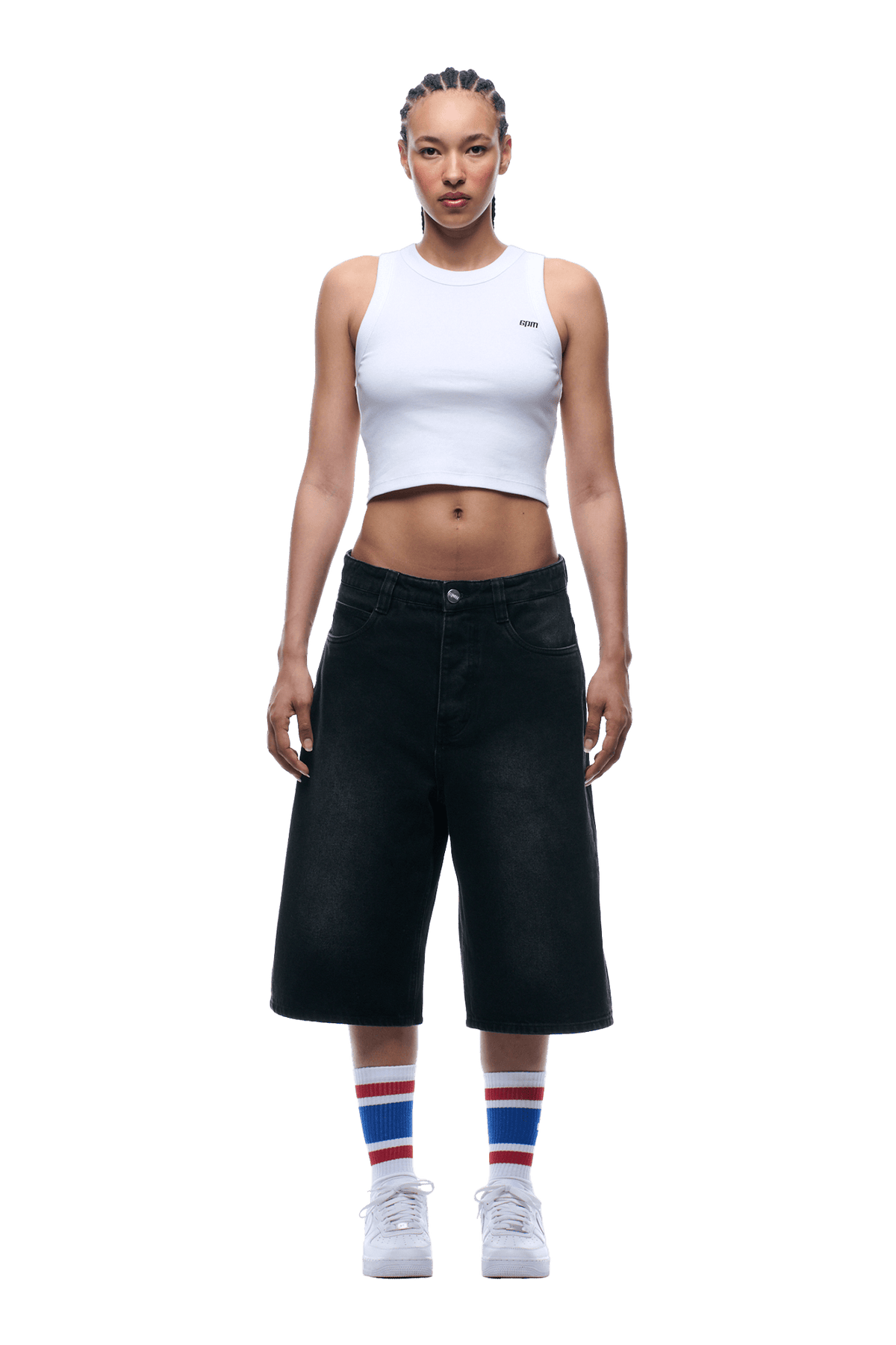 WASHED DENIM SHORTS BLACK