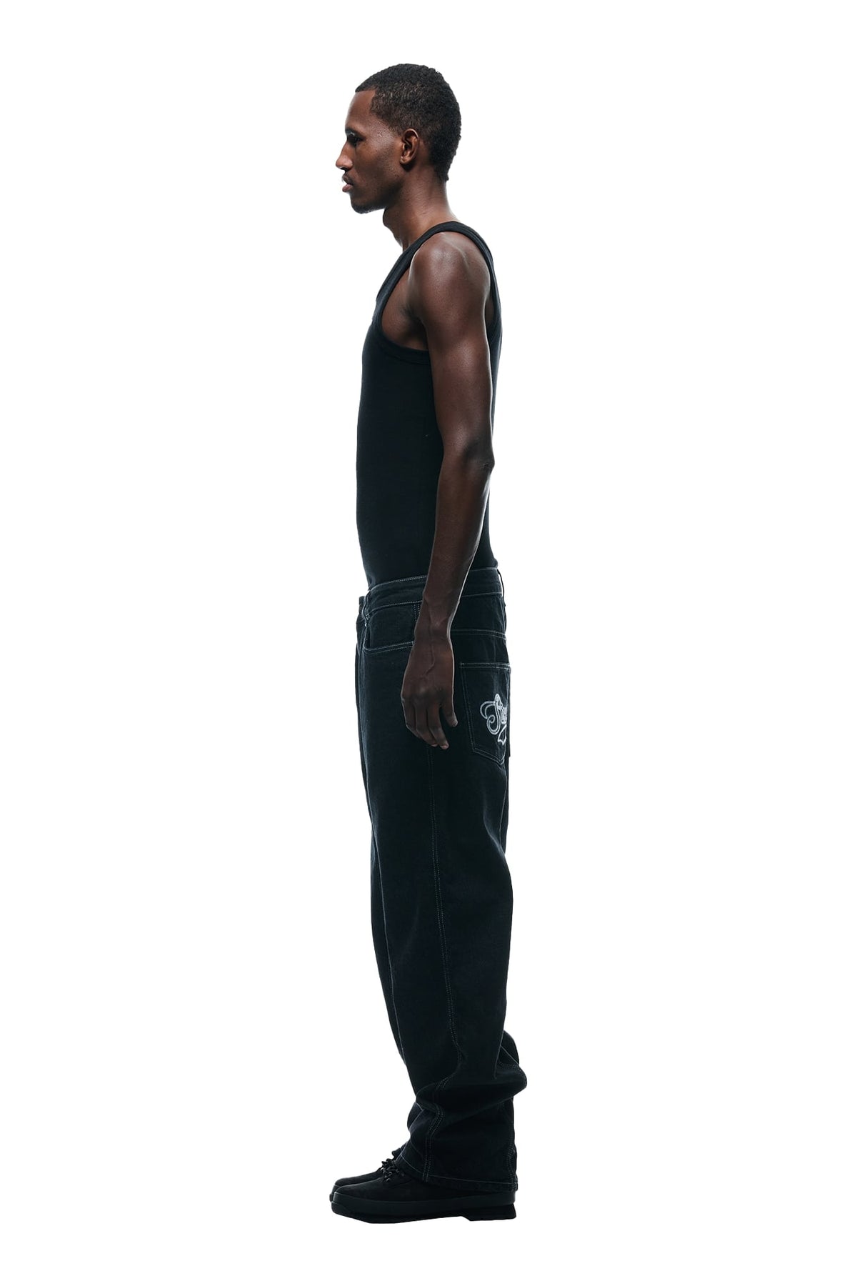 CENTER SEAM DENIM BLACK RAW