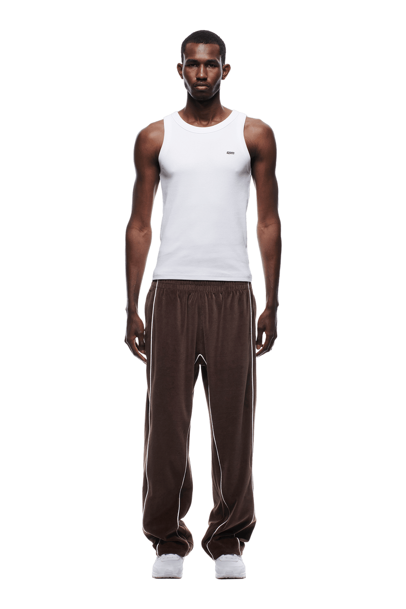 VELOURS TRACK PANT CHOCOLATE BROWN